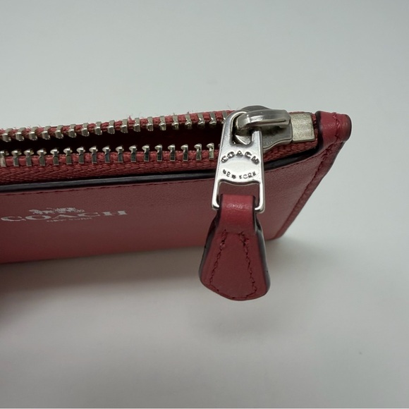 Coach Mini Skinny ID Case Pink Solid Key Ring ID Window Women's Card Wallet - Picture 13 of 15